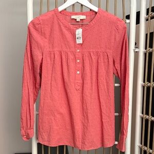 NWT LOFT Coral Button-Front Blouse